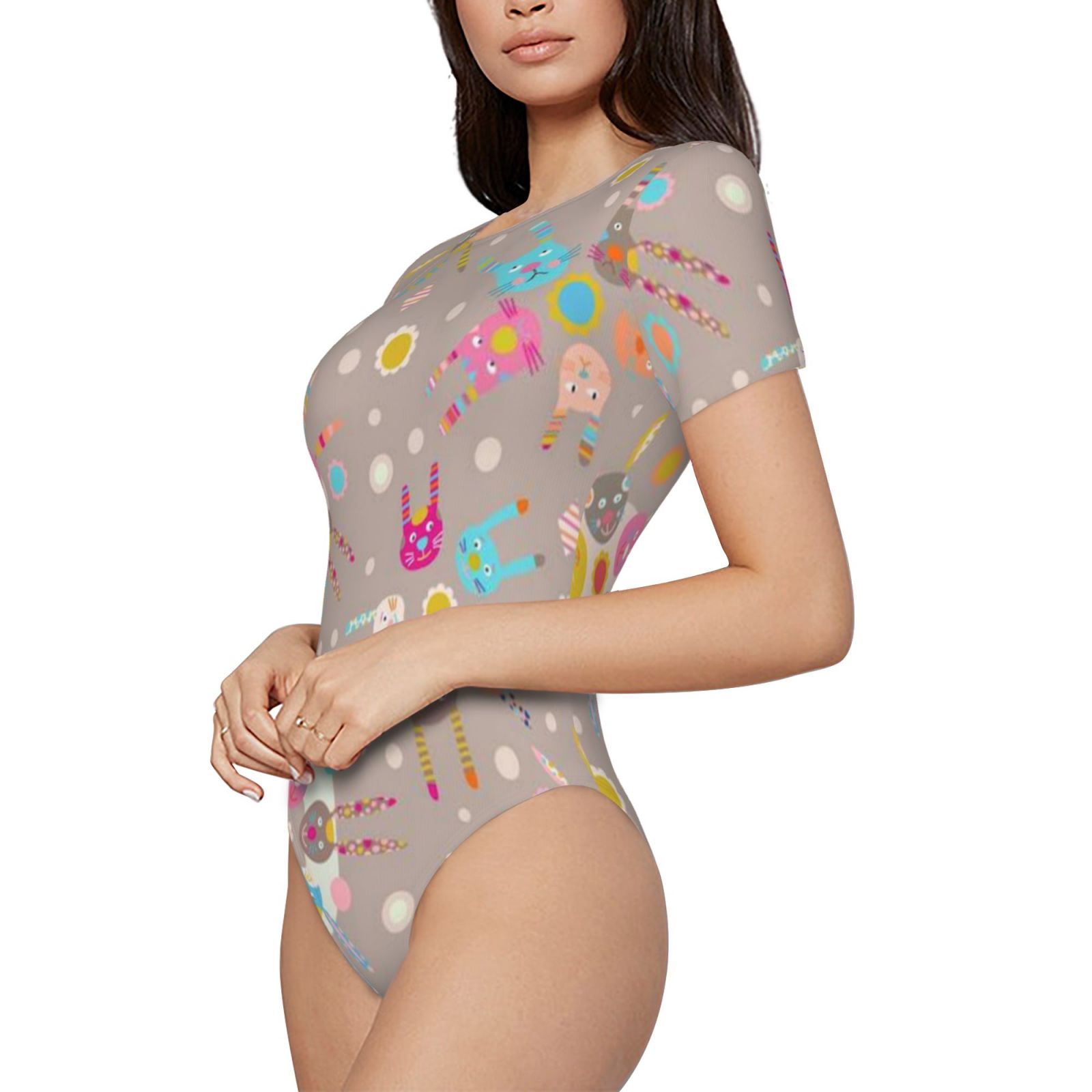 Women's short-sleeved round neck jumpsuit