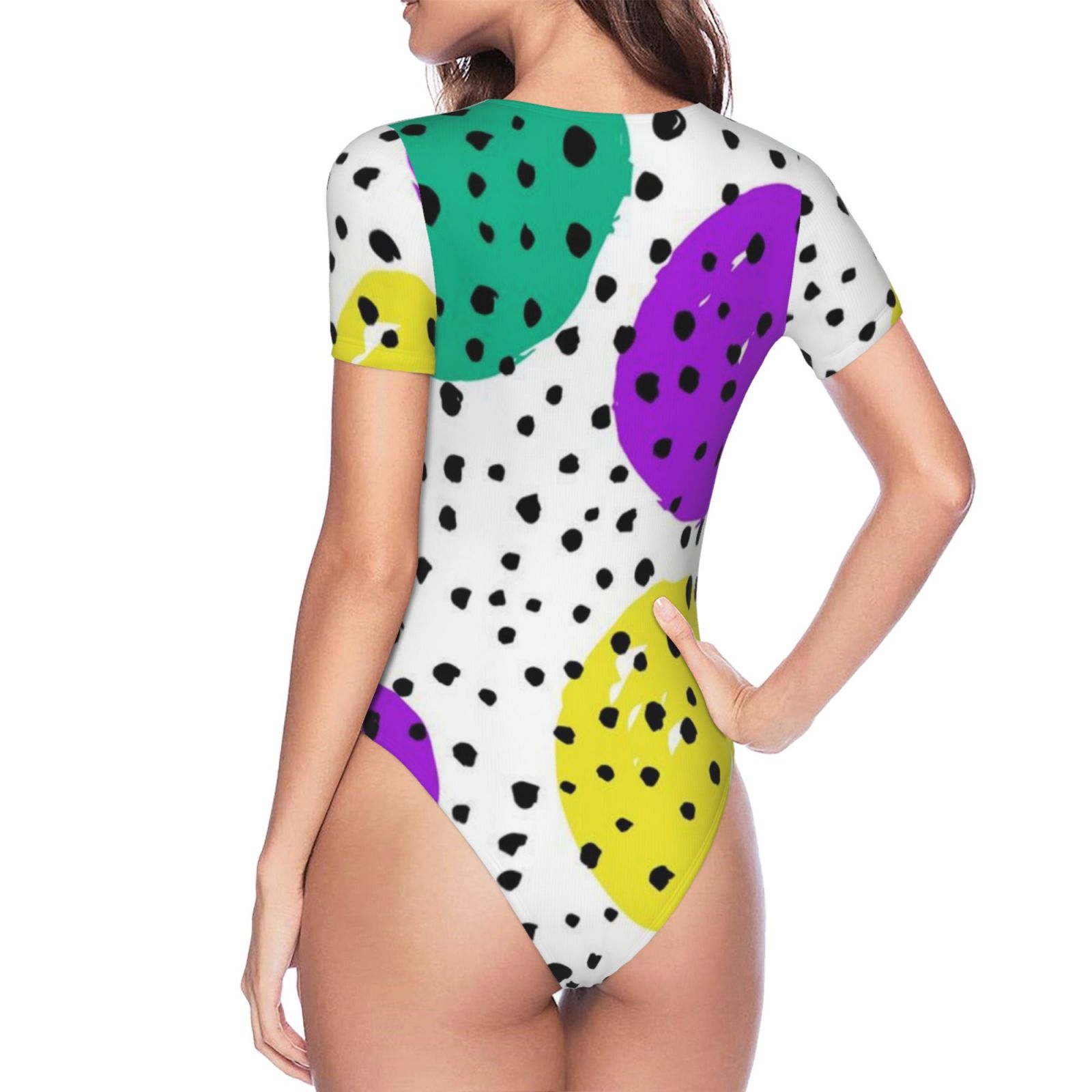 Women's short-sleeved round neck jumpsuit