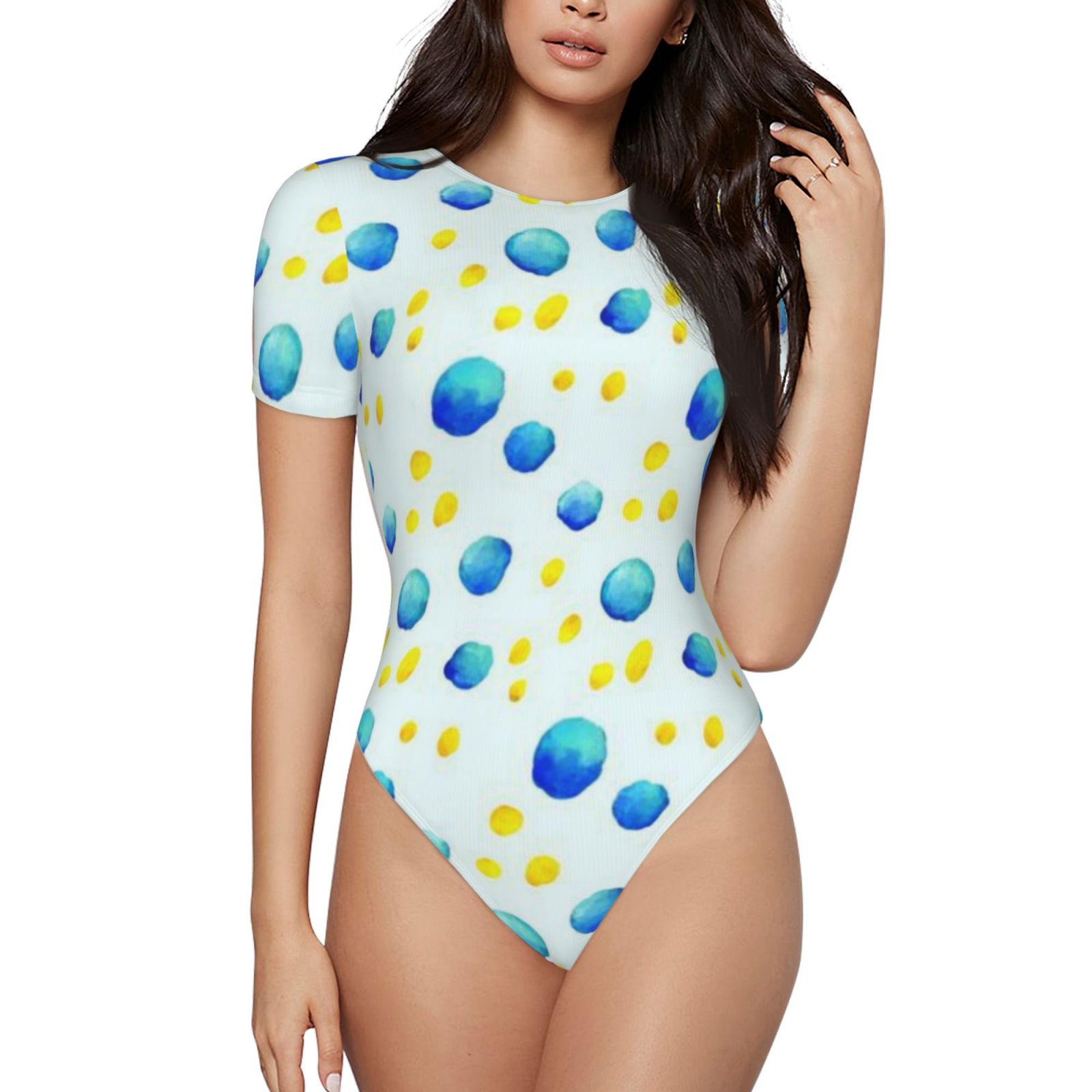 Women's short-sleeved round neck jumpsuit