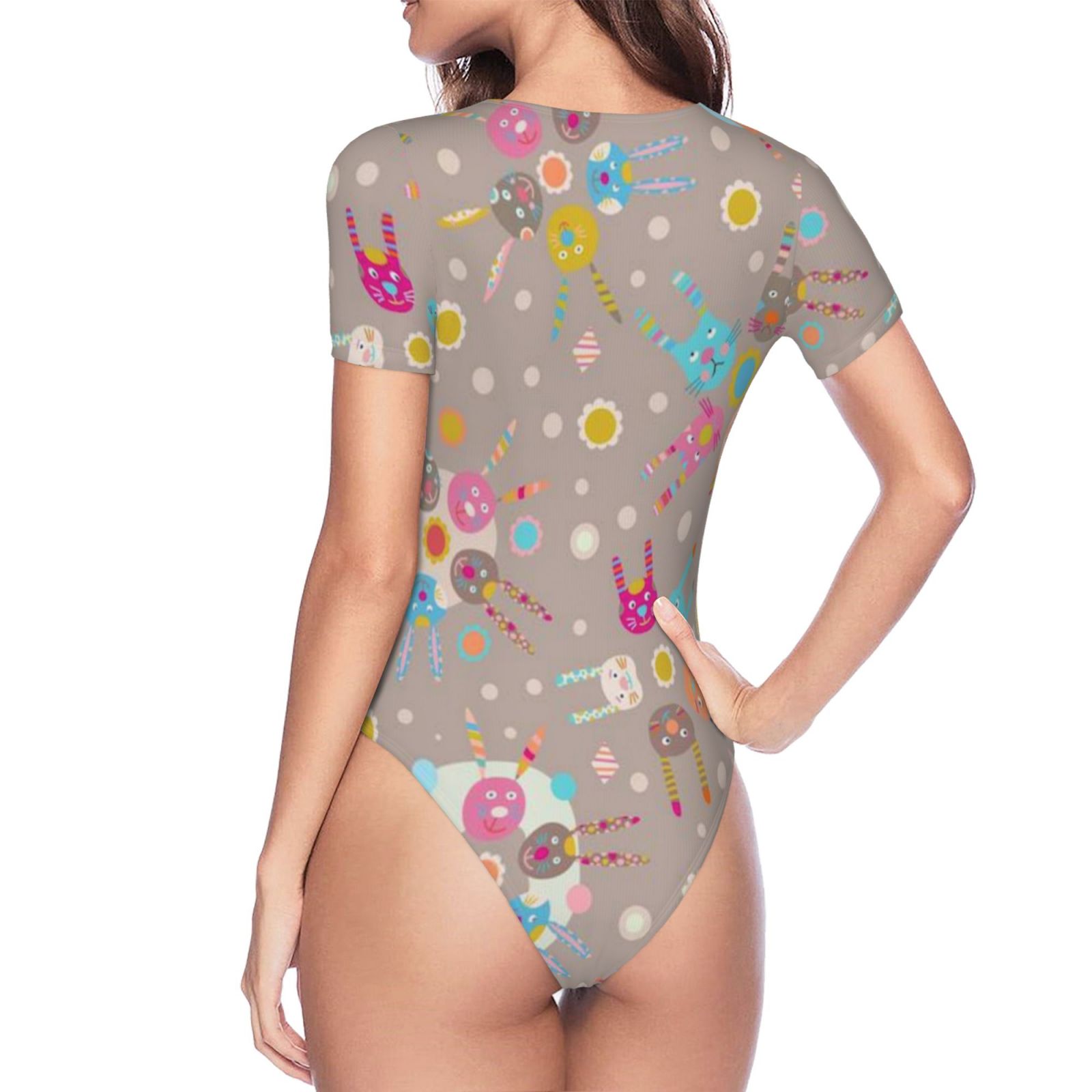Women's short-sleeved round neck jumpsuit