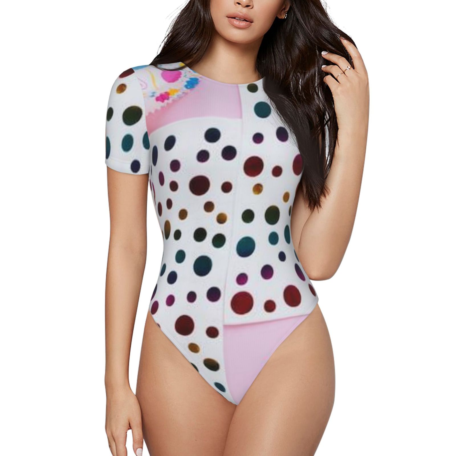 Women's short-sleeved round neck jumpsuit