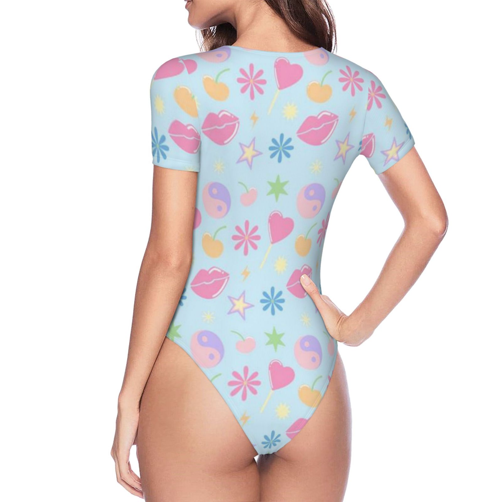Women's short-sleeved round neck jumpsuit