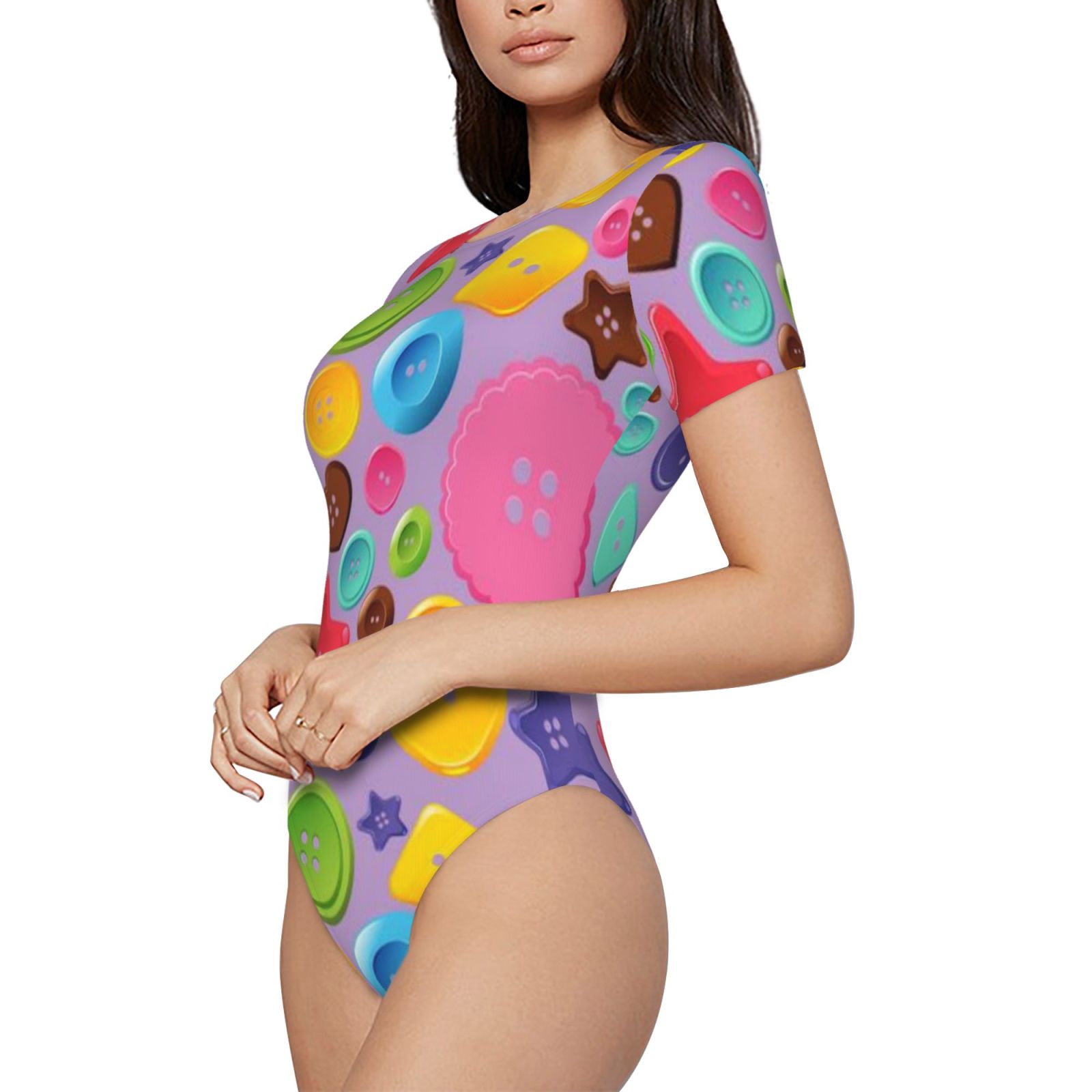 Women's short-sleeved round neck jumpsuit
