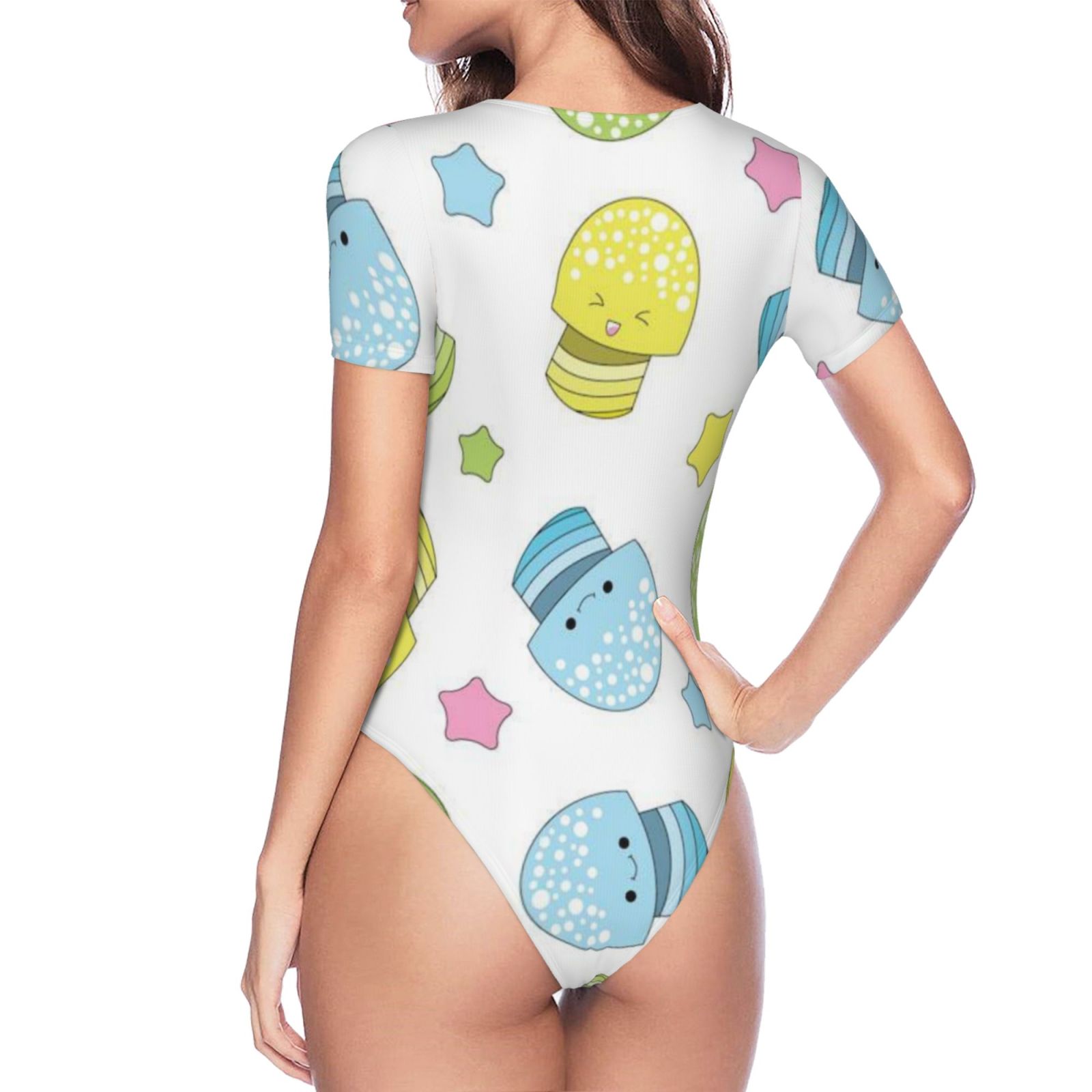 Women's short-sleeved round neck jumpsuit