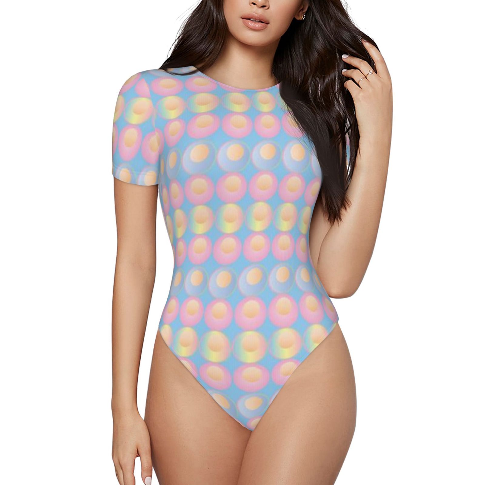 Women's short-sleeved round neck jumpsuit