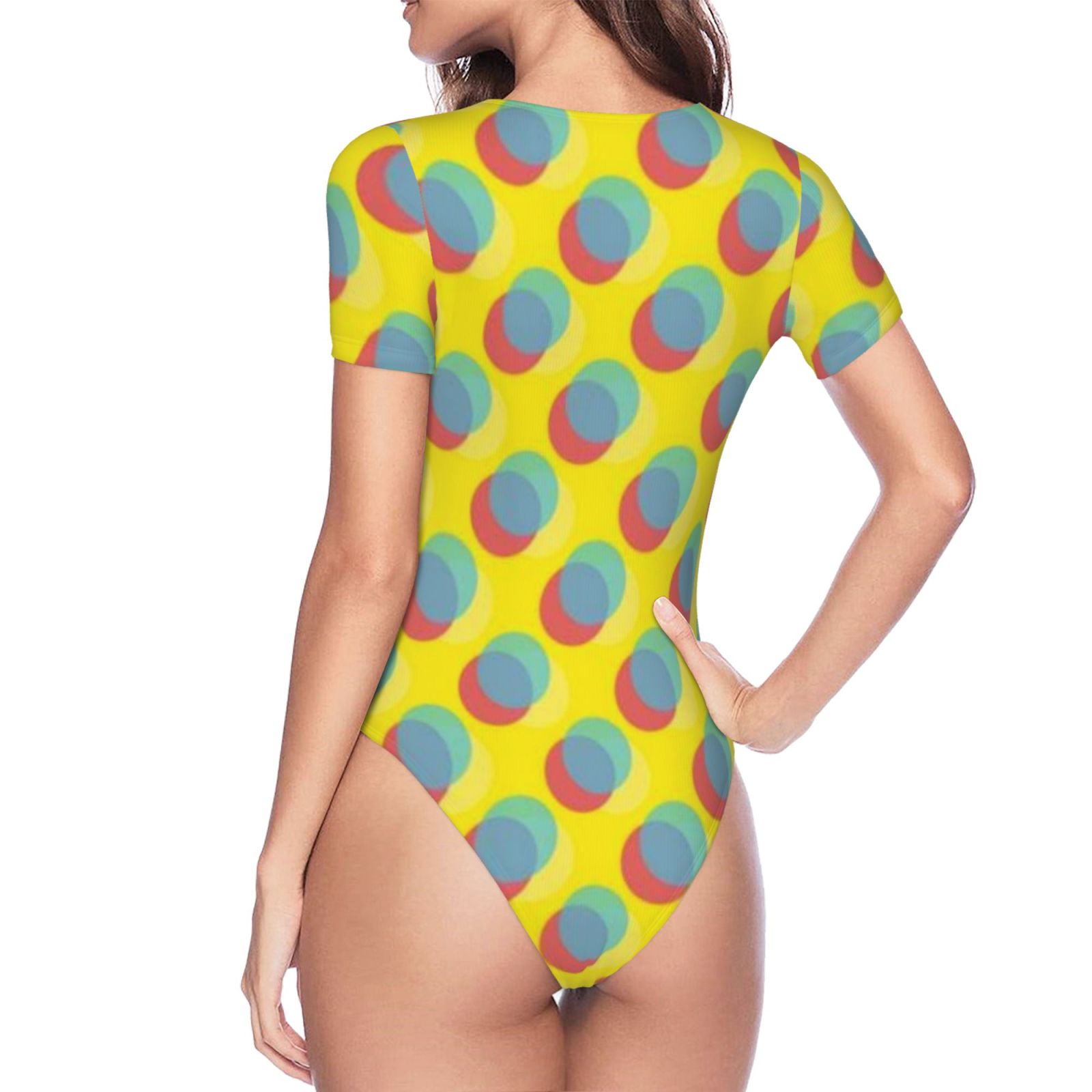 Women's short-sleeved round neck jumpsuit