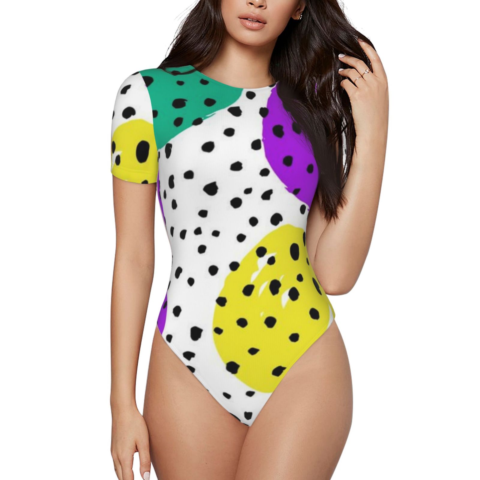 Women's short-sleeved round neck jumpsuit