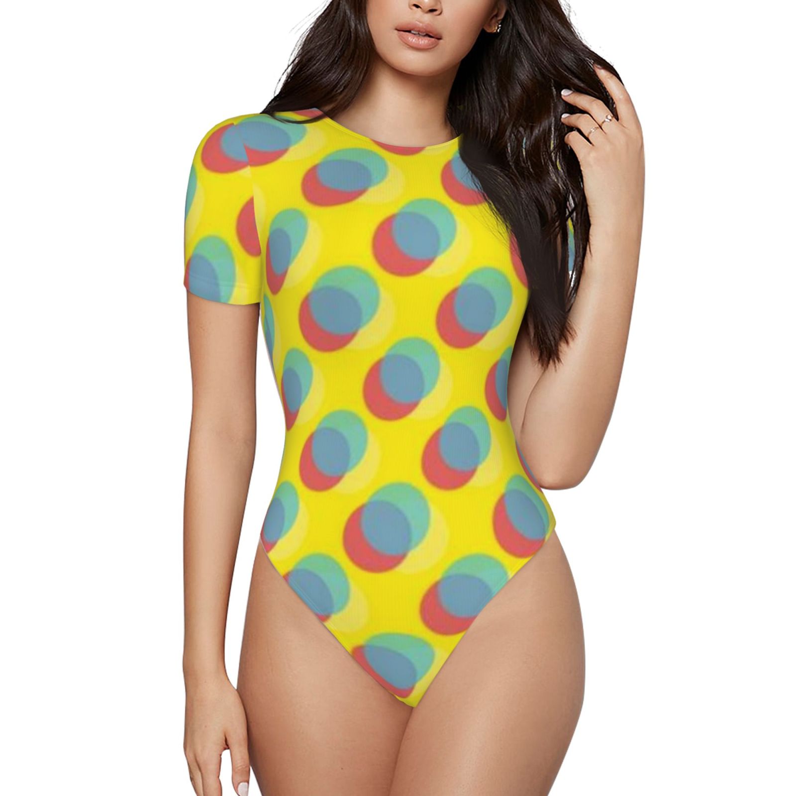 Women's short-sleeved round neck jumpsuit